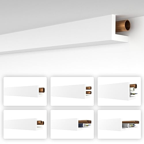 HEXIMO Winkelprofil weiß 1.7 Meter Profile - XPS Abdeckleisten für Heizungsrohre, L-Profil Rohrabdeckleiste Eckleiste Modell: HRA-1-54x66 mm (10.2 Meter / 6 Leisten)