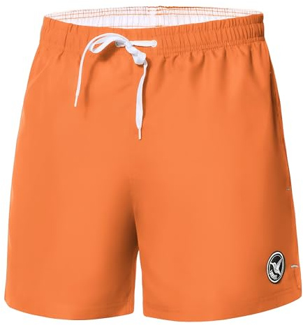 Ladeheid badbyxor för män, bekväma badshorts, korta med sidofickor och snören, badshorts för män med nätfoder, perfekt för sommar, strand och pool – LA40-198, apelsin, 3XL