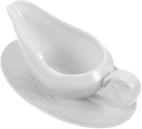 ABOOFAN 8.5oz Saucière Céramique Avec Soucoupe Pot à Lait Élégant Pour Sauce Beurre Blanc Pur Design Pour Cuisine Et Table
