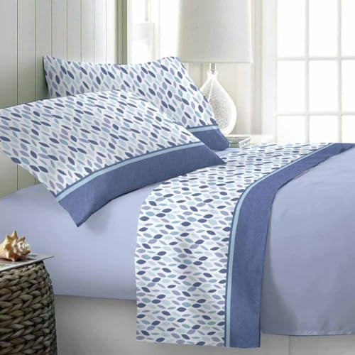 Denver Bettwäsche aus Flanell, warme Baumwolle, Winterbettwäsche Made in Italy (hellblau)