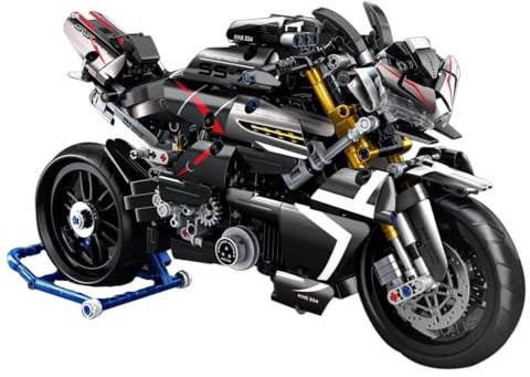 Tirff Technik Motorrad Bausteine für Suzuki B-King, Technik Supermotorrad Modell 1056 Klemmbausteine Rennen Motorrad Geländemotorrad Bausatz Kompatibel mit Leg Technic