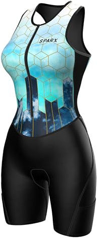 Sparx Women Triathlon Suit Tri Short Racing Cycling Swim Run (Marble, 2XL)