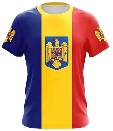 YuanDiann 2024 Coppa Europa T-Shirt Calcio Sport Casual Stampa della Bandiera Nazionale Rumena Uomo Donna Stampa della Bandiera Girocollo Asciugatura Rapida Traspirante Maglietta da Tifoso, 4#, M