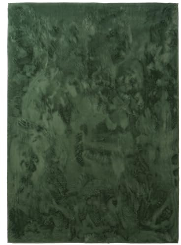 Consilio Concept Cozy Fellteppich 160x230 grün Teppich Supersoft 28 mm Höhe Soft weich Hasenfell Imitat Oliv olivgrün Wohnzimmerteppich Kinderzimmerteppich Küchenteppich Flurteppich