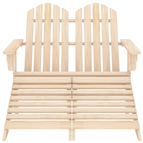 HETFTJN Esszimmerstuhl Gartenstuhl Einfacher Strandstuhl Sessel Wohnzimmer - Adirondack-Gartenbank 2-Sitzer mit Fußteil Tannenholz für Balcony Garden Outdoor Terrassen