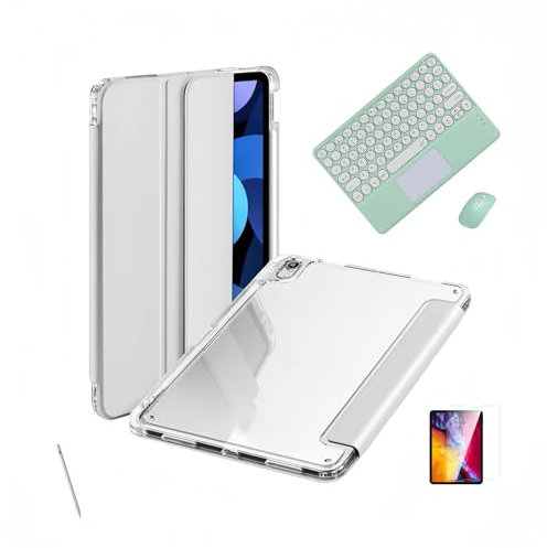 Custodia per iPad 9/8/7 th 10,2 pollici Touchpad Tastiera staccabile con supporto per matita - Tastiera Bluetooth Smart Cover senza fili per iPad 9/8/7° generazione Tablet(Gray)