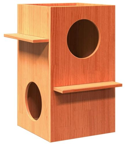 vidaXL Katzenhaus Wachsbraun 43x43x60 cm Massivholz Kiefer