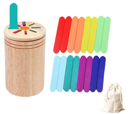 TTETTZ Sortierspiel mit Bechern Und Zylindern, Holzspielzeug für Kleinkinder, 16 Stück Stäbchen