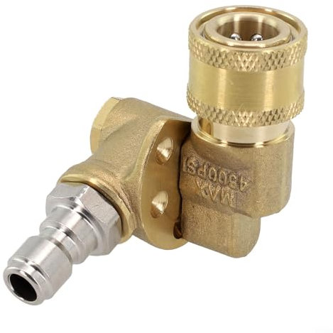 Alanmoship Drehbare Schwenkkupplung Schnellverbinder 180° Einstellbare Düsenreiniger Adapter Werkzeug für Hochdruck-Autowaschanlagen Metall 1/4 Schnittstelle 5-Gang-Anpassung