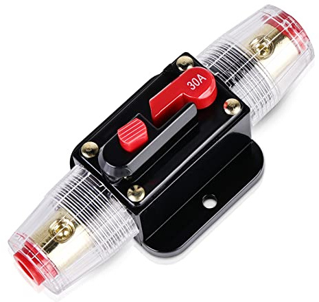 Automatiksicherungshalter 12V 24V - 30A KFZ Sicherungshalter Reset Leistungsschalter, Auto Audio Inline-leistungsschalter, Inline Auto Leistungsschalters für Car Audio Solar Inverter Systemschutz