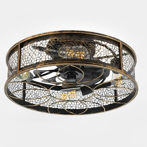 Temporizador Ventilador de Techo con Luz Silencioso Bajo Consumo Motor de Cobre Ventilador Techo Bajo Adecuada para Salón, Dormitorio, Patio, Terraza