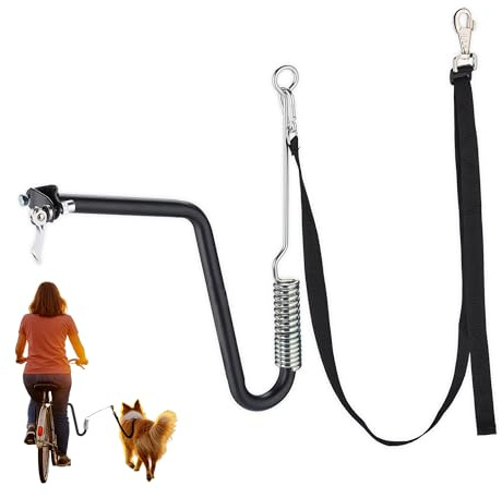 Relaxdays Fahrradleine Hund, Hundestange für Fahrrad, Hundeleine mit Abstandshalter & Feder, Hände frei, schwarz/Silber