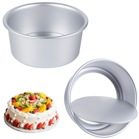 Yeqqzq 2 Pack 6 Inch Cake Tin, Non-Stick Deep Aluminum Round Cake Pan with Removable Bottom, Baking Pan Cake Mould Tin for Baking, Bakeware Wedding Birthday Christmas Party
