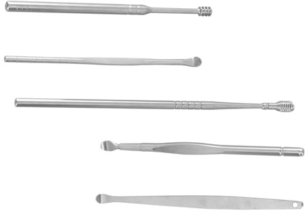 VICASKY 5pcs Carbon Steel Ear Wax Cleaner Scoop Set Stainless Steel Wax Remover Tools for Personal Ear Care Home Use