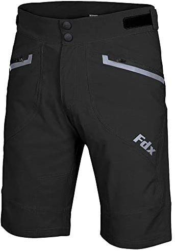 FDX MTB Cycling Shorts Men's - Lightweight, Breathable, Quick Dry Mountain Bike Nomad Shorts with Adjustable Waistband, Zipper Pockets - Loose Fit Bicycle Training, Outdoor Sports, Running Black,XL