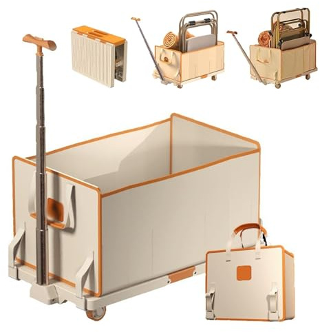 Heavy Duty Folding Camping Trolley Handcart, 150kg Capacity, 100L Storage Box, 72x40cm Flatbed, Ideal for Beach, Garden, and Shopping