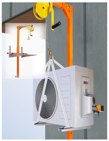 Portable Air Conditioner Lifting Crane - 660lbs Capacity, Detachable Installation Tool for Outdoor Units with Winch - Heavy Duty AC Lifting Equipment (2500cm)