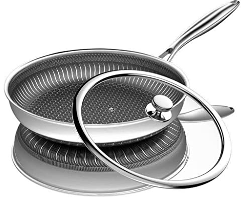Sartén de Acero Inoxidable 304, sartén Antiadherente, Olla para filetes fritos, Horno electromagnético General(D 30cm)