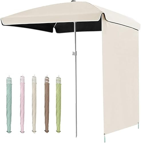 Parasol carré portable de 160 cm/200 cm avec protection UV et imperméable, couleur beige, parfait pour le jardin et la plage