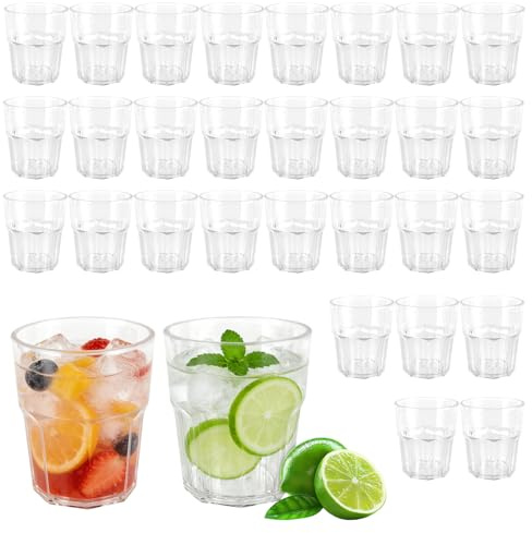 JIAYUET 30 Pack 260ml Acrylic Plastic Tumblers, Clear Stackable Acrylic Drinking Glasses Cups for Party, Picnic