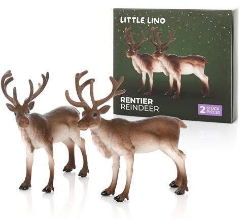 Little Lino Lot de 2 figurines de renne de la forêt pour lutin de Noël, calendrier de l'Avent et écurie pour enfants - Figurine de Noël