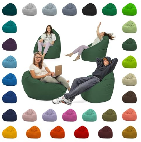 Sitzsack XXL – Beanbag für Kinder & Erwachsene – In & Outdoor geeignet – Wasserabweisend & pflegeleicht – Gefüllt mit hochwertigen EPS-Perlen – Ideal zum Gaming & Entspannen (Dunkelgrün, XXL)
