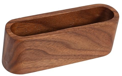 Cryfokt Trä Visitkortshållare Elegant Handgjord bokträ Resväska Office Desktop Organizer för Snygg Arbetsyta (svart valnötsbrun)