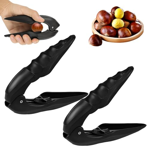 MCTNCT 2 PCS Kastanien Schneider,Maronizange Maronenöffner Maroni Schneider,Schneider Nussknacker Kastanien Clip Maronenschneider für Walnüsse, Kastanien Trockenobst Nüsse Sheller (Schwarz)