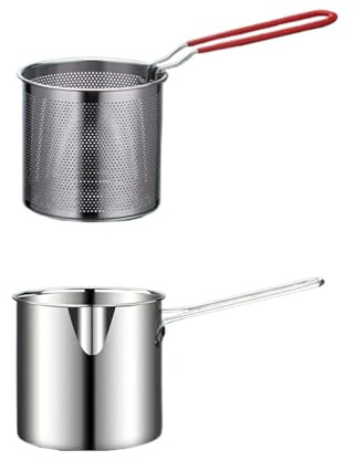 1 set di pentola for friggitrice in acciaio inossidabile con cestello for friggere, scolapasta for patatine fritte, mini tempura da cucina