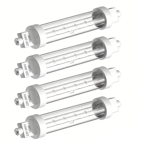 Ampoule Halogene R7s 118mm, 150W Dimmable Ampoules Halogènes, Lampe Chauffante pour Aliments, Blanc Chaud 2300K, AC220-240V Ampoule Chauffante pour Buffets, Cantines, Cuisines, écoles, lot de 4 pièces