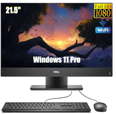 Dell Optiplex 5270 All-in-One Desktop Computer PC, Mit 21.5-Zoll-Monitor, Intel Core i3-9100, 16GB RAM, 256GB SSD, WiFi, Bluetooth, US QWERTY Tastatur, Windows 11 Pro (Generalüberholt)