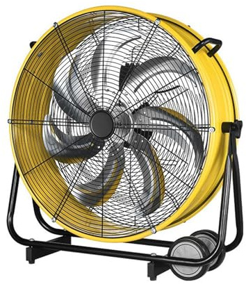 Ventilateur de tambour industriel, 3 vitesses à haute vitesse avec roues et poignée pour garage, entrepôt, atelier, usine et sous-sol