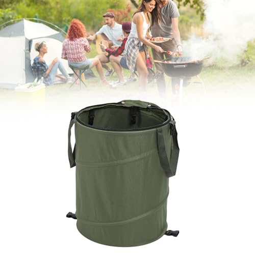 Cocoarm Cubo de Basura para Camping de Tela Oxford, Contenedor de Basura para Exterior de 24 Galones, Plegable, con Tapa con Cremallera, Contenedor de Almacenamiento de Gran Capacidad (DE verde)