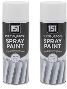 151 White Gloss Multi-Purpose Aerosol Spray Paint 400ml (2 Pack)