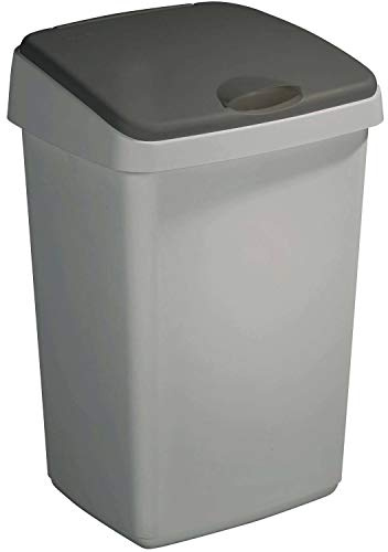 Sunware Delta Mülleimer mit flachem Deckel, metallic schwarz, 25 Liter