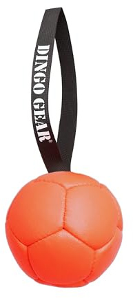 Dingo Gear Ball mit Schlaufe gefüllt vollball aus Eco Leder Durchmesser von 13 cm Hundespielzeug Trainings Bäll Hundetraining Spaß für Hund Orange S02696