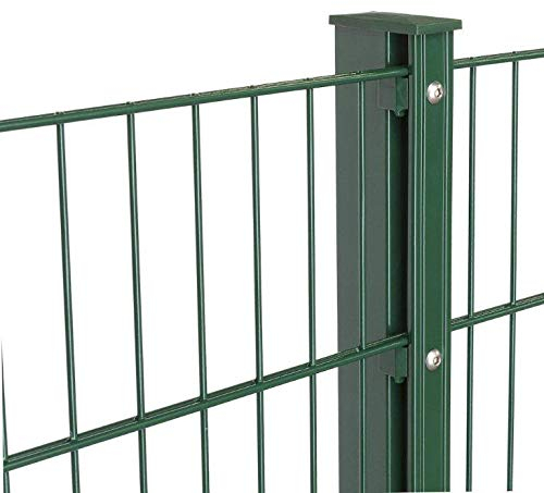 Doppelstabmattenzaun Höhe 1,43 m Pfosten mit Abdeckleiste 42,5m bis 60 m Anthrazit + Moosgrün (60m, Moosgrün Ral 6005)