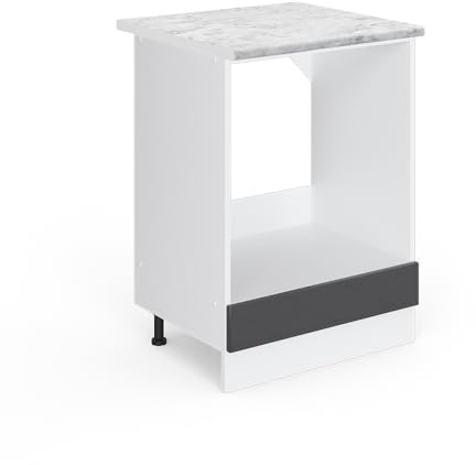 Vicco Herdumbauschrank R-Line, Anthrazit Hochglanz, 60 cm | ✓ Backofennische · AP Marmor inkl. · Höhenverstellbare Füße · ✓ Frei kombinierbar · Einfache Integration ✓