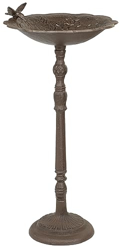 Moritz Vogeltränke Gusseisen Wildvogeltränke für Garten Vogelbad mit Ständer antikes Design 72cm hoch Braun
