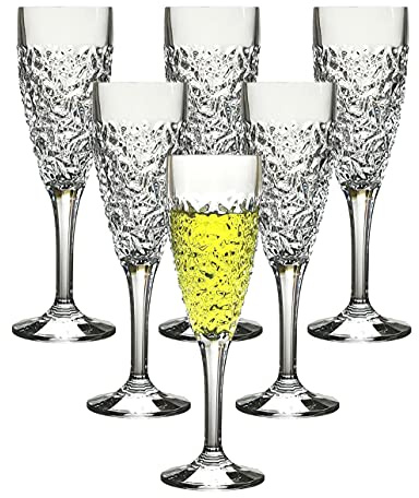 Champagnergläser aus transparentem Kunststoff, spülmaschinenfest, BPA-frei, 6 Stück