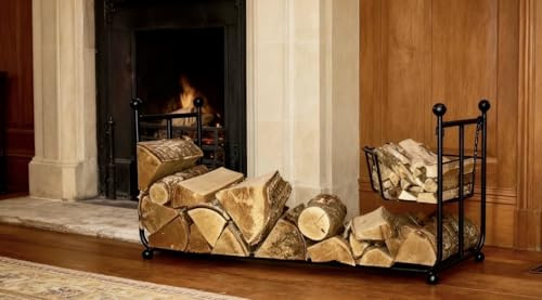 GAP GARDEN PRODUCTS Wrought Iron Firewood Log Basket with FREE Kindling basket