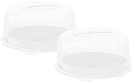 Rotho Fresh 2er-Set Tortenglocke, Kunststoff (PP) BPA-frei, Weiss/transparent, 34.5 cm, 2