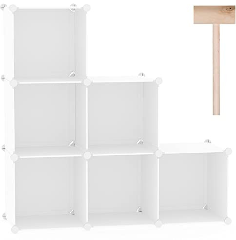 C&AHOME 6-Cube Storage Organizer, Stackable Storage Cubes Shelves, Portable Bookshelf, Plastic Clothing Storage Closet Organizer, DIY Modular Shelving Units for Wardrobe, Home, Milky
