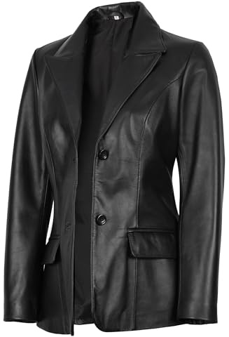 fjackets Real Lambskin Leather Blazer for Women - Vicnza Black Coat | [1308964] L