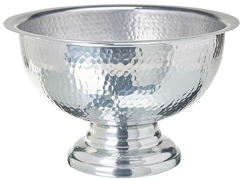Beliani Champagner Kühler gepresste Metallschale silber ⌀ 36 cm Tiwanaku
