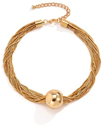 Prosy Chunky Geometric Sphere Choker Necklace Chain and Bracelets Thick Necklaces Hand Chains Punk Jewelry for Women and Girls