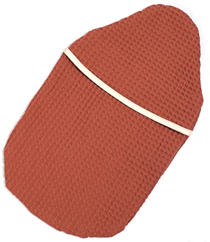 Bio Wärmflaschenbezug Kompakt für Wärmflasche 2 Liter - Waffelpikee ziegelrot & Flanell