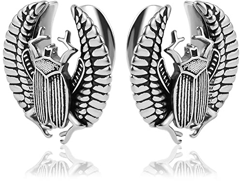 Vankula Ohr Tunnel 1 Paar Saddles Flesh Plugs Skarabäus Edelstahl für männer damen Ohrpiercing Gestreckte Schmuck 14mm(9/16) Silber