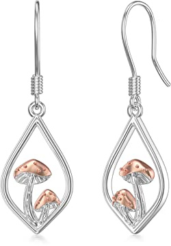 VONALA Pilz Ohrringe 925 Sterling Silber Pilz Hängend Tropfen Ohrringe Pilz Schmuck Geschenke für Frauen Mädchen Damen