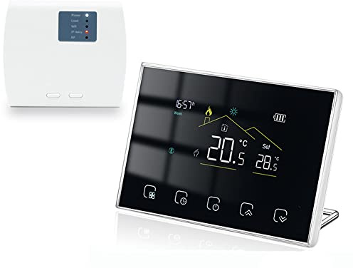 Thermostat Connecté,Thermostat WiFi pour Chaudière Gas Chauffage Compatible avec Alexa,Thermostat sans Fil Programmable Intelligent,Fonctionne avec Piles